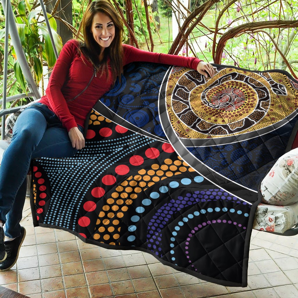 Australia Premium Quilts - Aboriginal Dot Panting Art With Snake - Vibe Hoodie Shop
