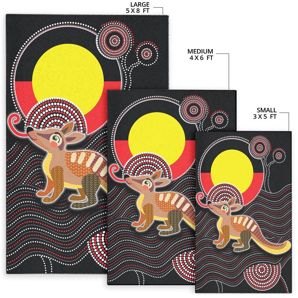 Aboriginal Area Rug - Numbat with Aboriginal Flag - Vibe Hoodie Shop