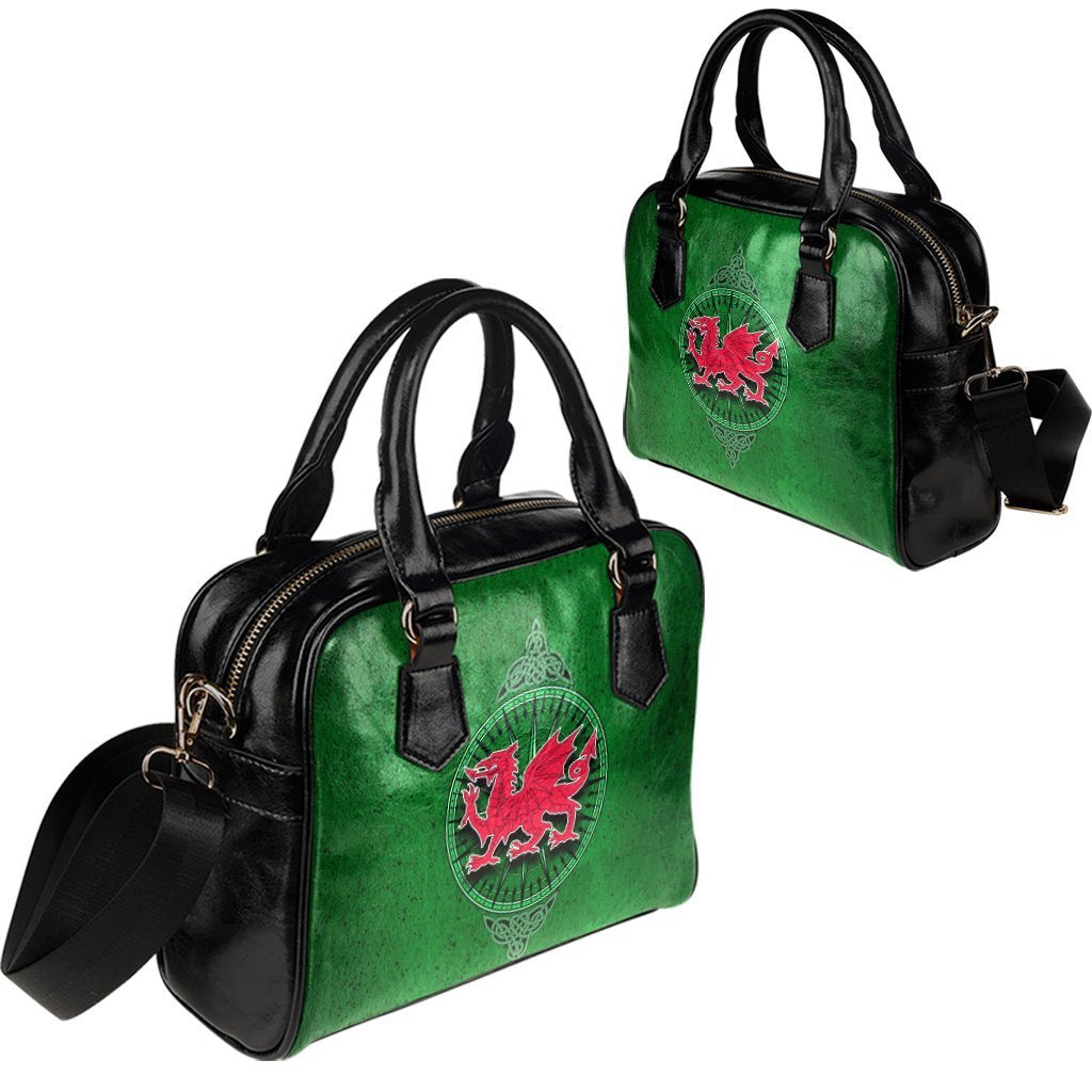 Wales Celtic Shoulder Handbag - Celtic Compass With Welsh Dragon - Vibe Hoodie Shop