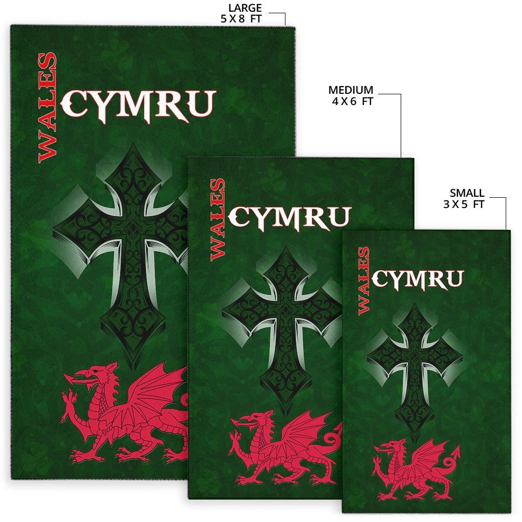 Wales Area Rug - Wales Cymru Celtic Cross - Vibe Hoodie Shop