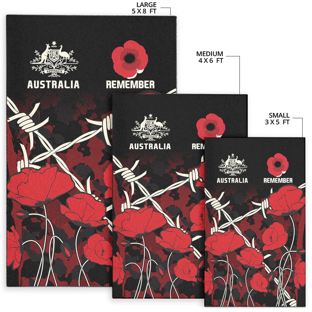 ANZAC Area Rug - ANZAC with Remembrance Poppy Flower - Vibe Hoodie Shop