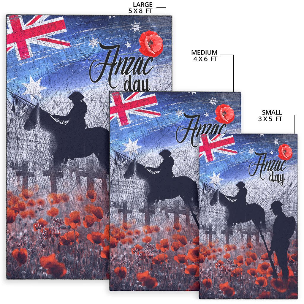 ANZAC Day Area Rug - Lest We Forget Vintage Poppies - Vibe Hoodie Shop