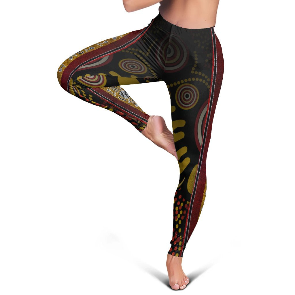 Leggings - Aboriginal Dot Panting Art Stripe Lines - Vibe Hoodie Shop