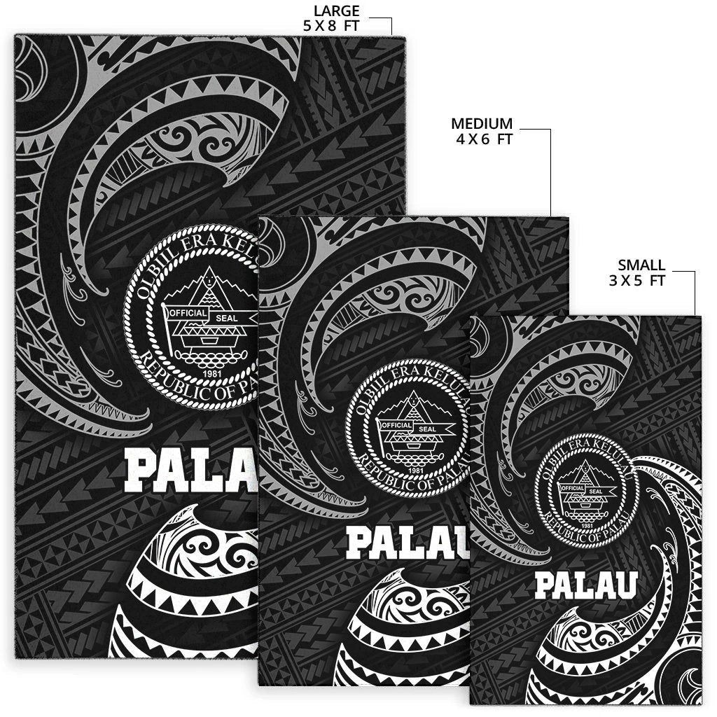 Palau Polynesian Area Rug - White Tribal Wave - Vibe Hoodie Shop