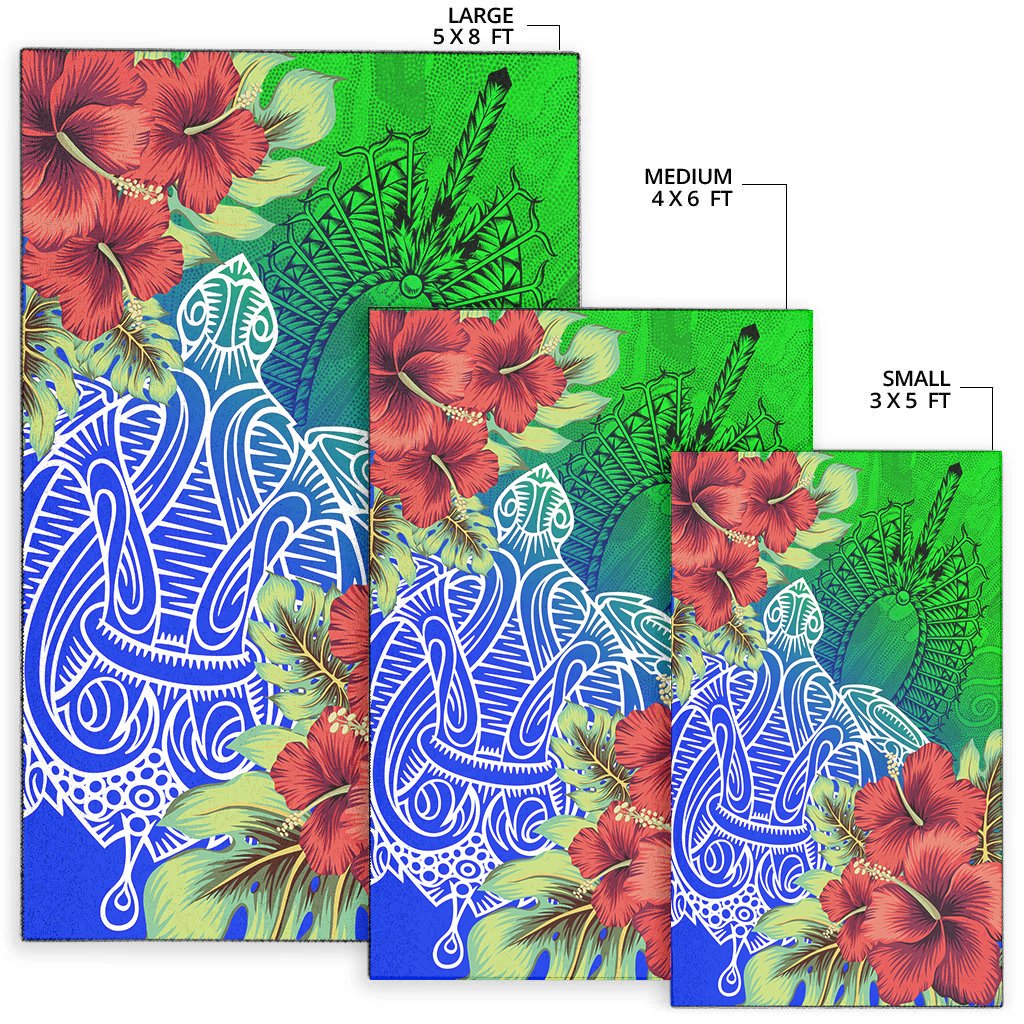 Torres Strait Islanders Area Rug - Ocean Hibiscus - Vibe Hoodie Shop