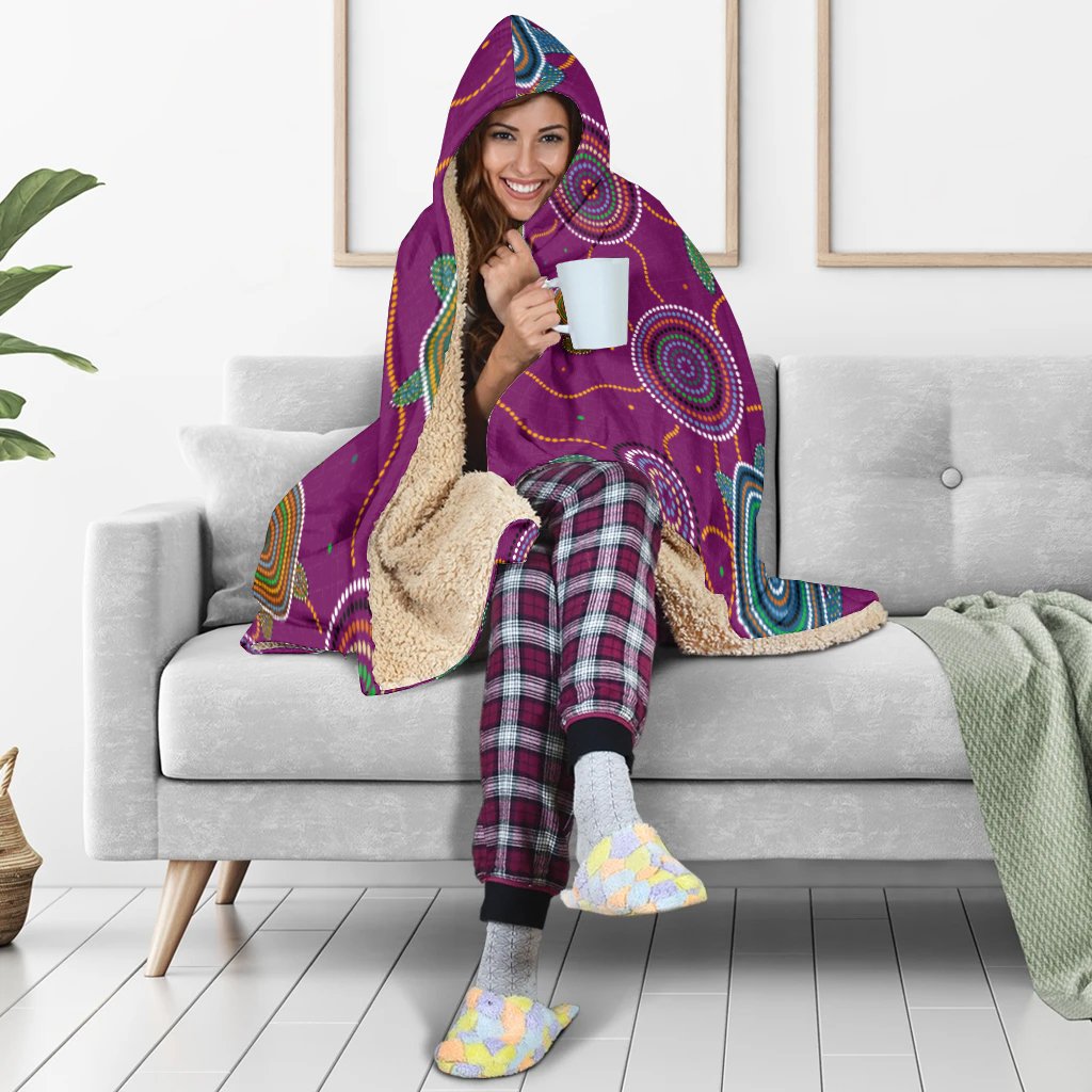 hoodie-blanket-aboriginal-turtle-purple-australia-dot-patterns