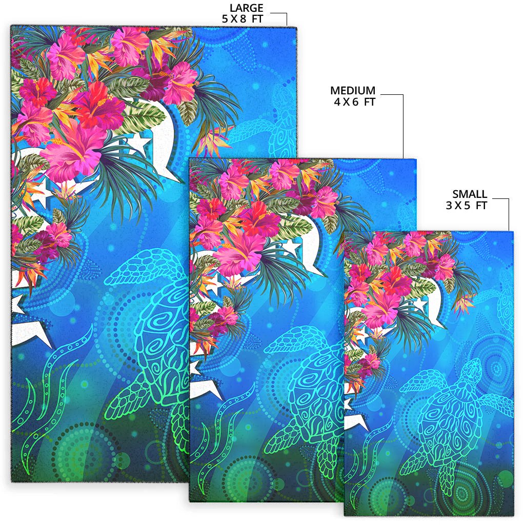 Area Rug - Torres Strait Blue Sea With Hibiscus - Vibe Hoodie Shop