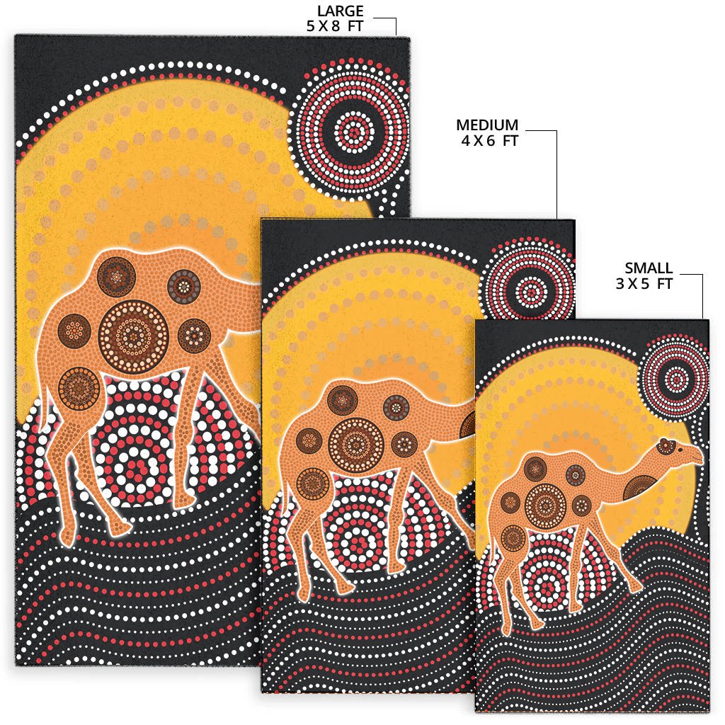 Aboriginal Area Rug - DREAMTIME DROMEDA Aboriginal Style - Vibe Hoodie Shop