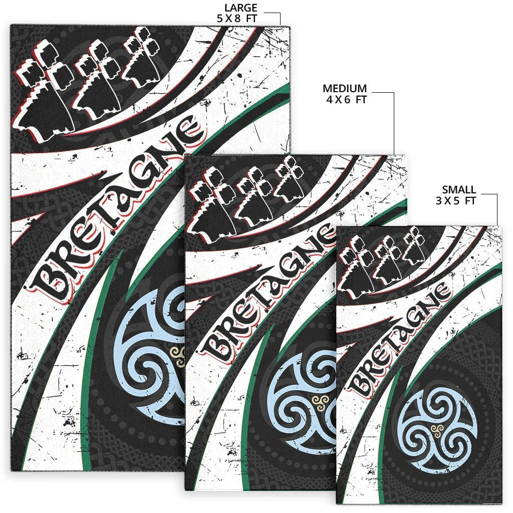 Brittany Grunge Style Area Rug - Bretagne Ermine with Celtic Triskele - Vibe Hoodie Shop