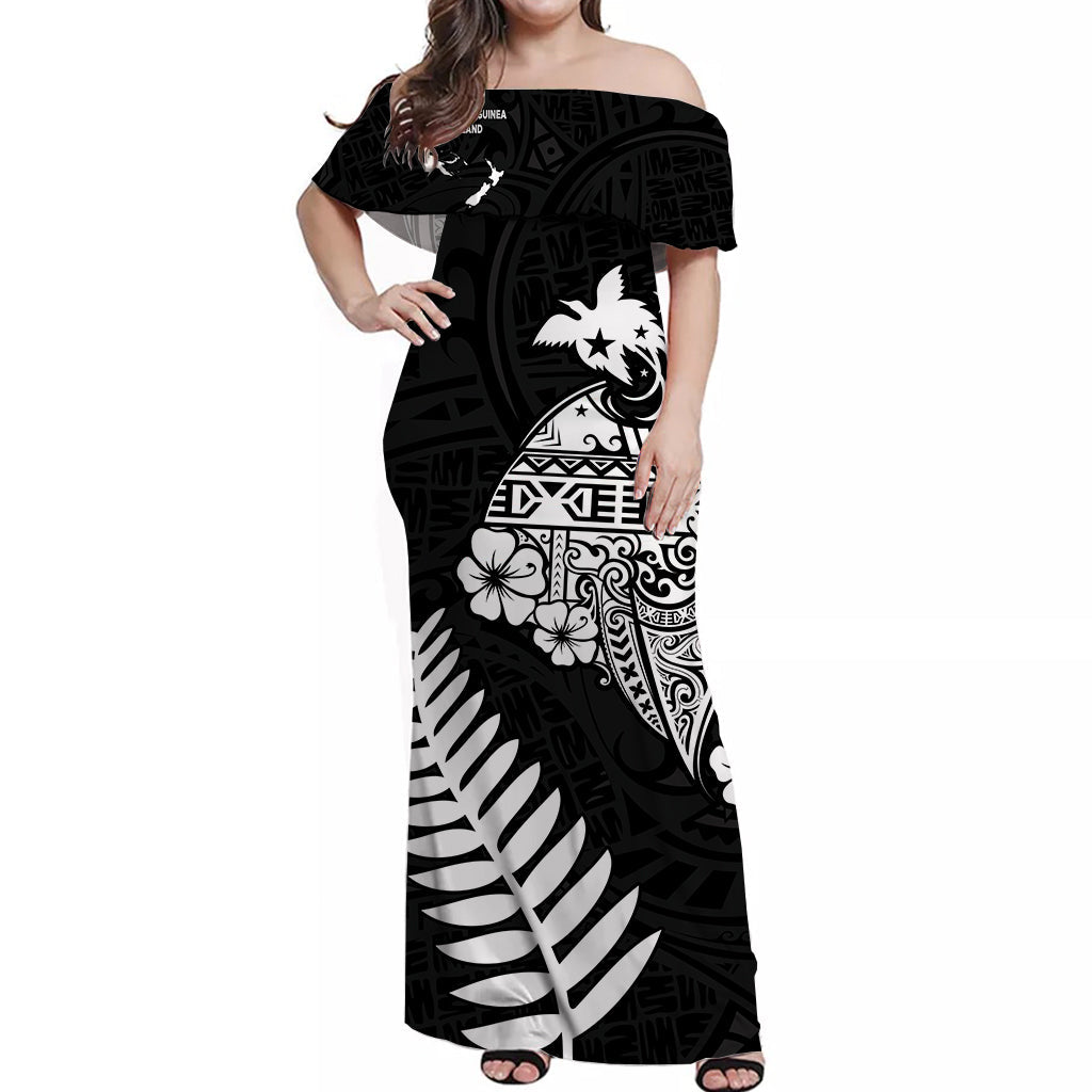 Papua New Guinea and New Zealand Off Shoulder Long Dress Maori Polynesian - Vibe Hoodie Shop