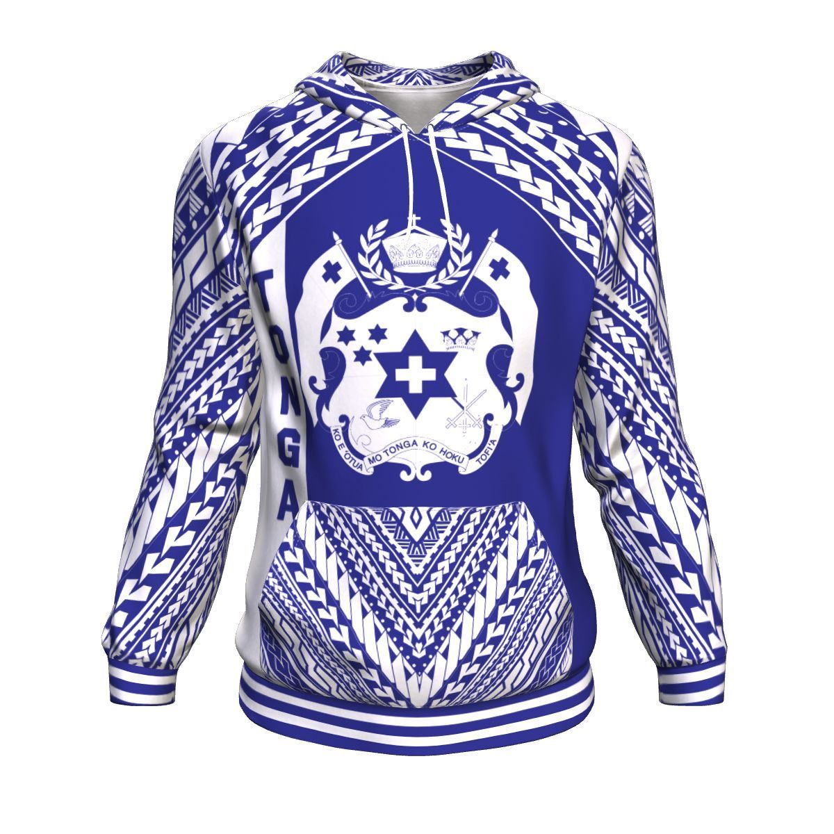 Coat Of Arms Tonga All Over Hoodie Blue - Vibe Hoodie Shop