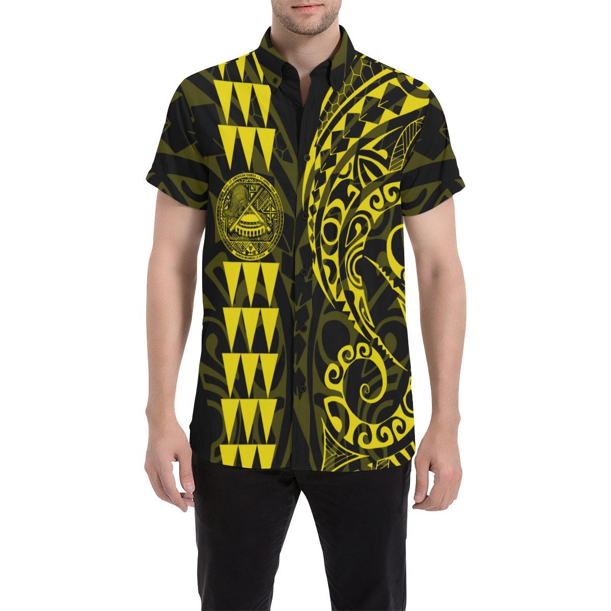 American Samoa Short Sleeve Shirts Yellow - Vibe Hoodie Shop