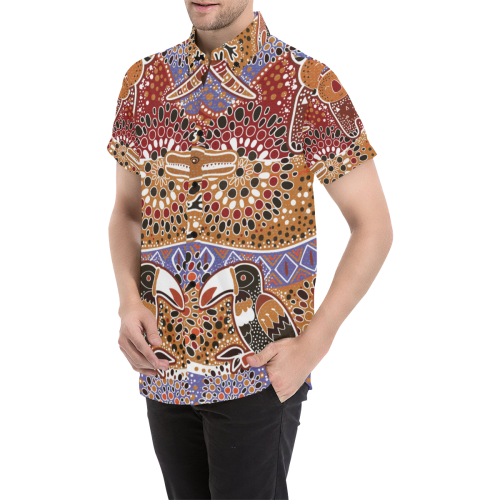 Short Sleeve Shirt - Aboriginal Dot Painting Shirt Ver02 - Vibe Hoodie Shop