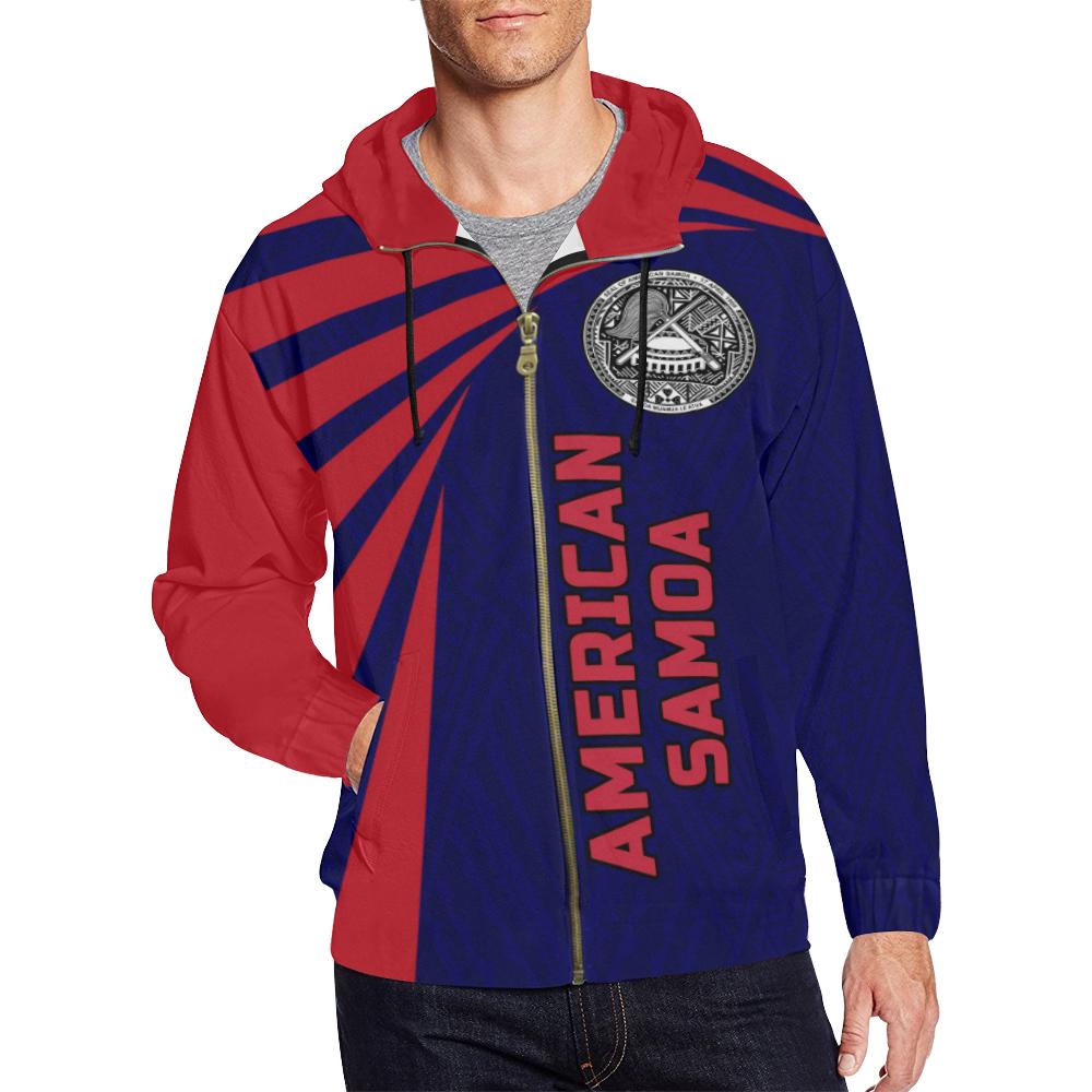 American Samoa Map Zip - Up Hoodie Coat Of Arms - Tornado Style - Vibe Hoodie Shop