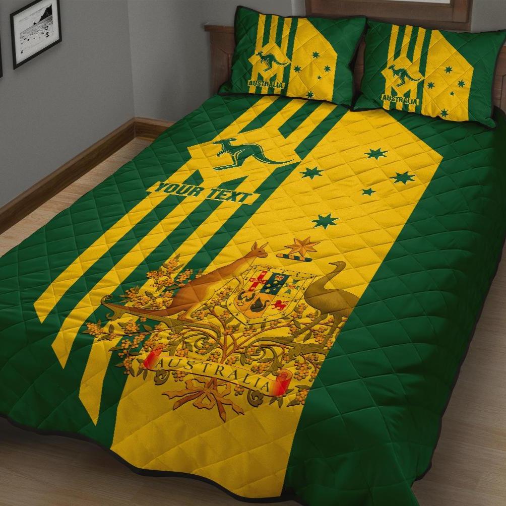 Custom Quilt Bed Set - Australia Kangaroo Sign National Color - Vibe Hoodie Shop
