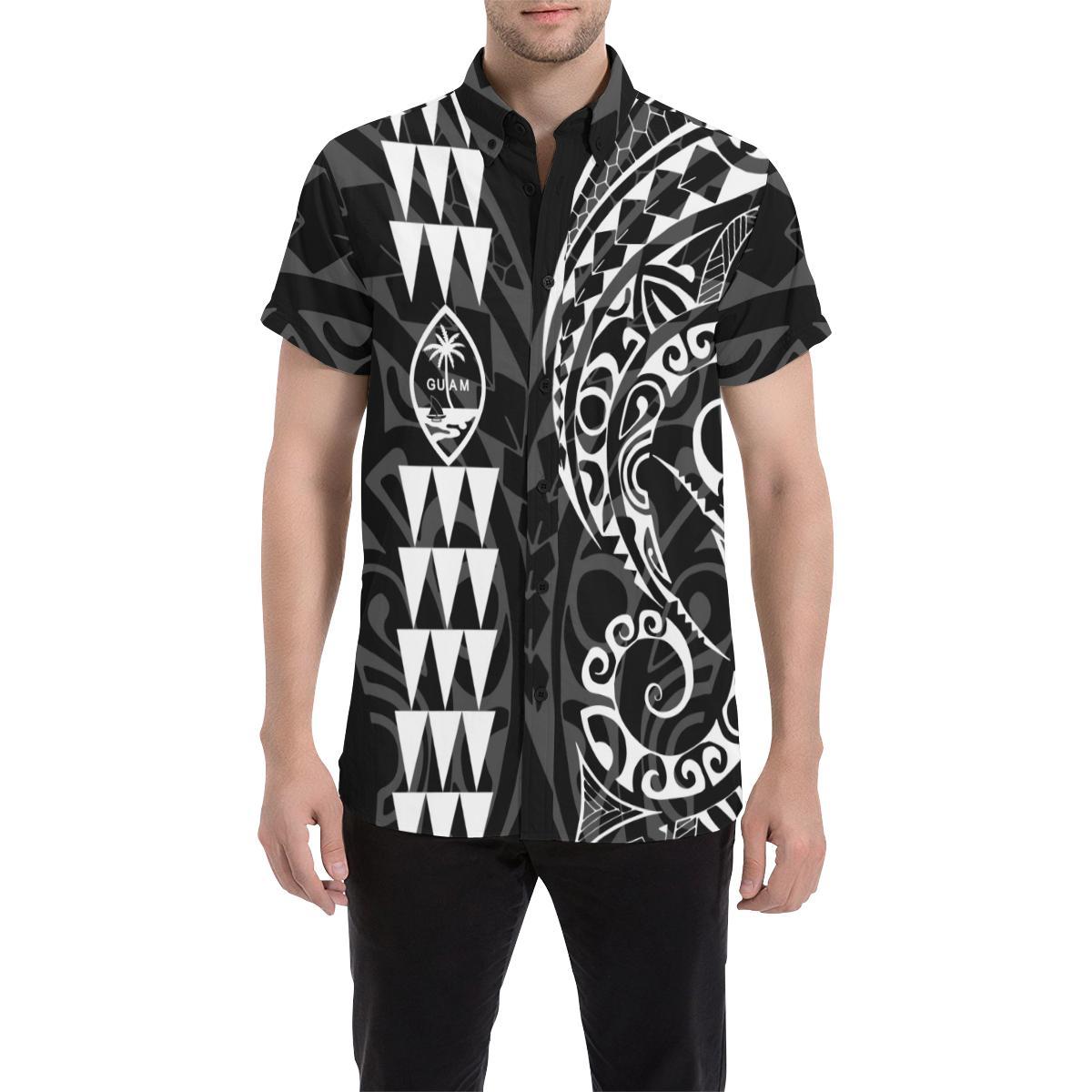 Guam Polynesian Short Sleeve Shirt White - Vibe Hoodie Shop