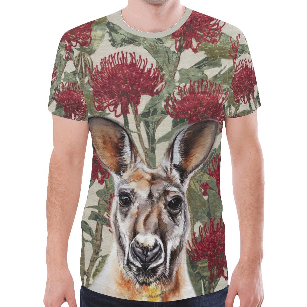 Australia T shirt - Kangaroo T shirt Waratah Painting - Unisex - Vibe Hoodie Shop