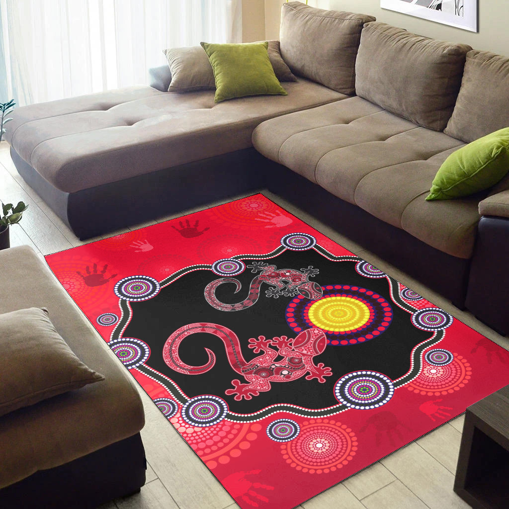 Aboriginal Lizard Area Rug Attracted Australia Version Red - Vibe Hoodie Shop