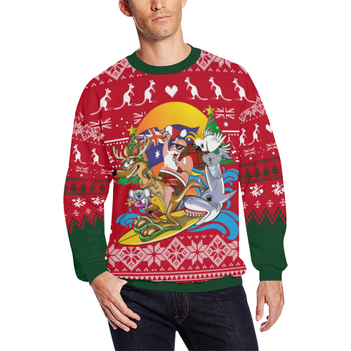 Christmas Sweatshirt, Santa Claus In Beach Koala Kangaroo - Vibe Hoodie Shop