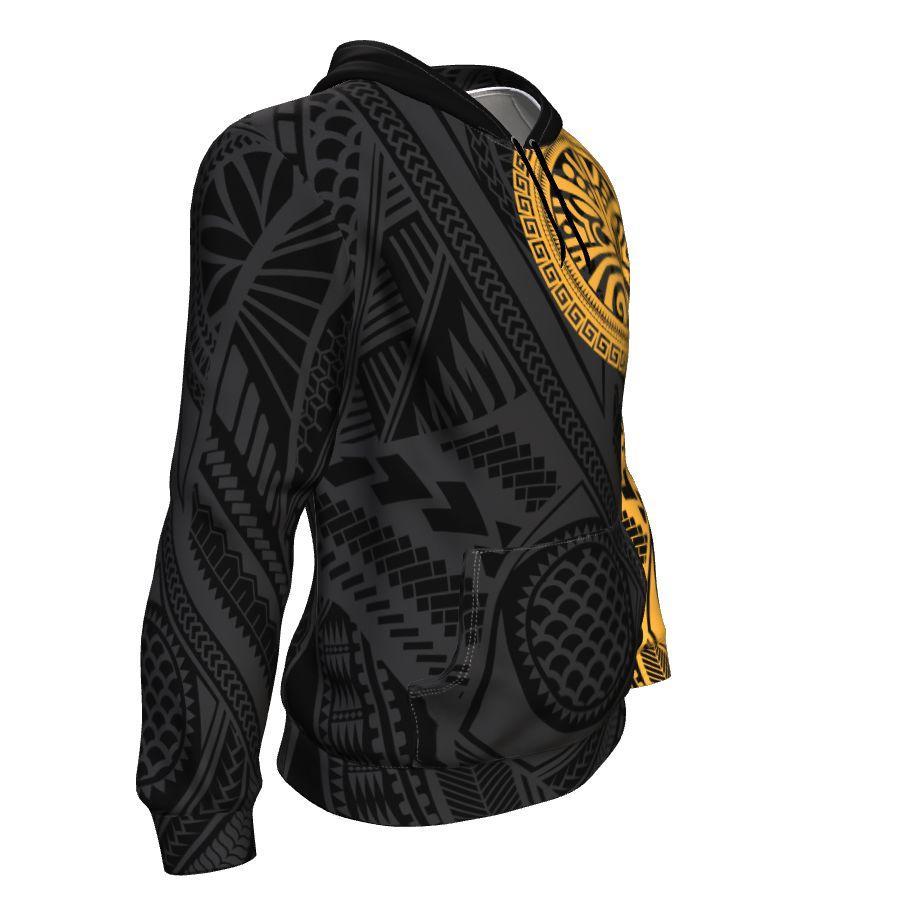 Tribal Hoodie, Polynesian Sun God Tattoo All Over Print Hoodie - Vibe Hoodie Shop