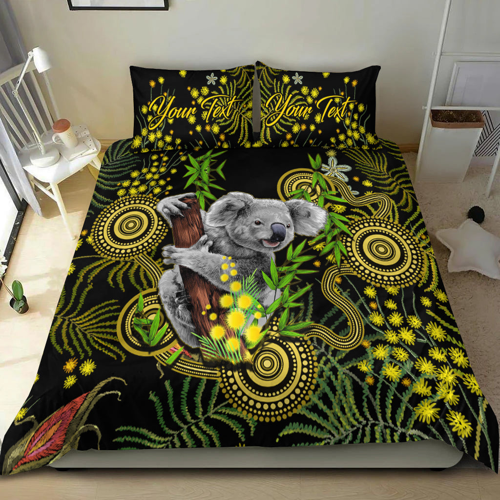 (Custom Personalised) Golden Wattle Bedding Set Australia Acacia Pycnantha Mix Aboriginal - Vibe Hoodie Shop