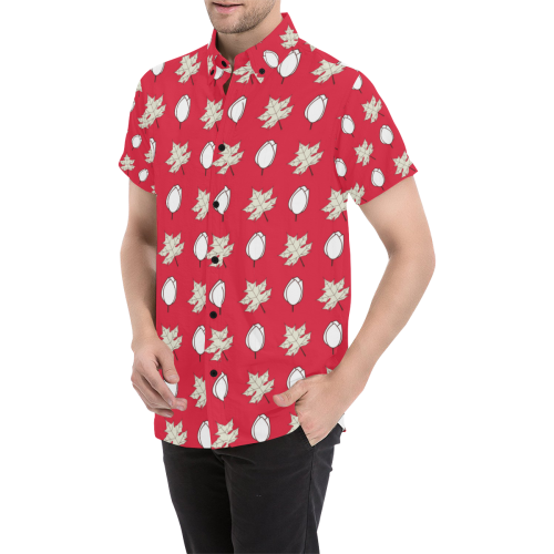 Canada Maple Leaf With Tulip Flowers Men's Short Sleeve Shirt - Vibe Hoodie Shop