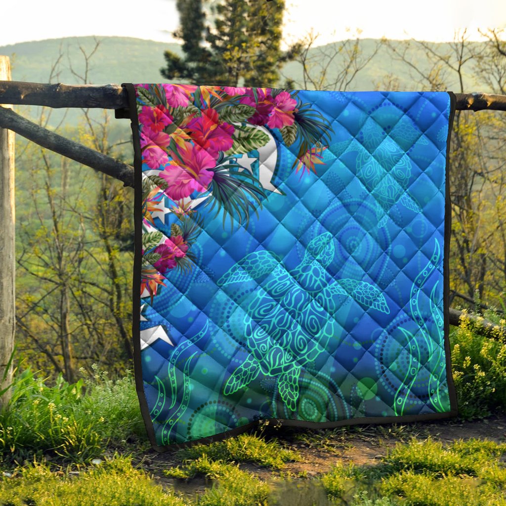 Premium Quilts - Torres Strait Blue Sea With Hibiscus - Vibe Hoodie Shop