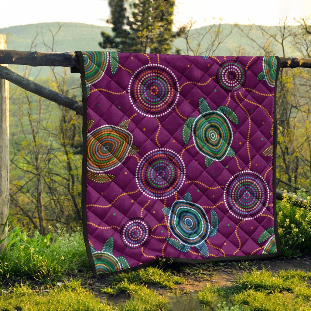 Premium Quilts - Aboriginal Turtle Purple Australia Dot Patterns - Vibe Hoodie Shop