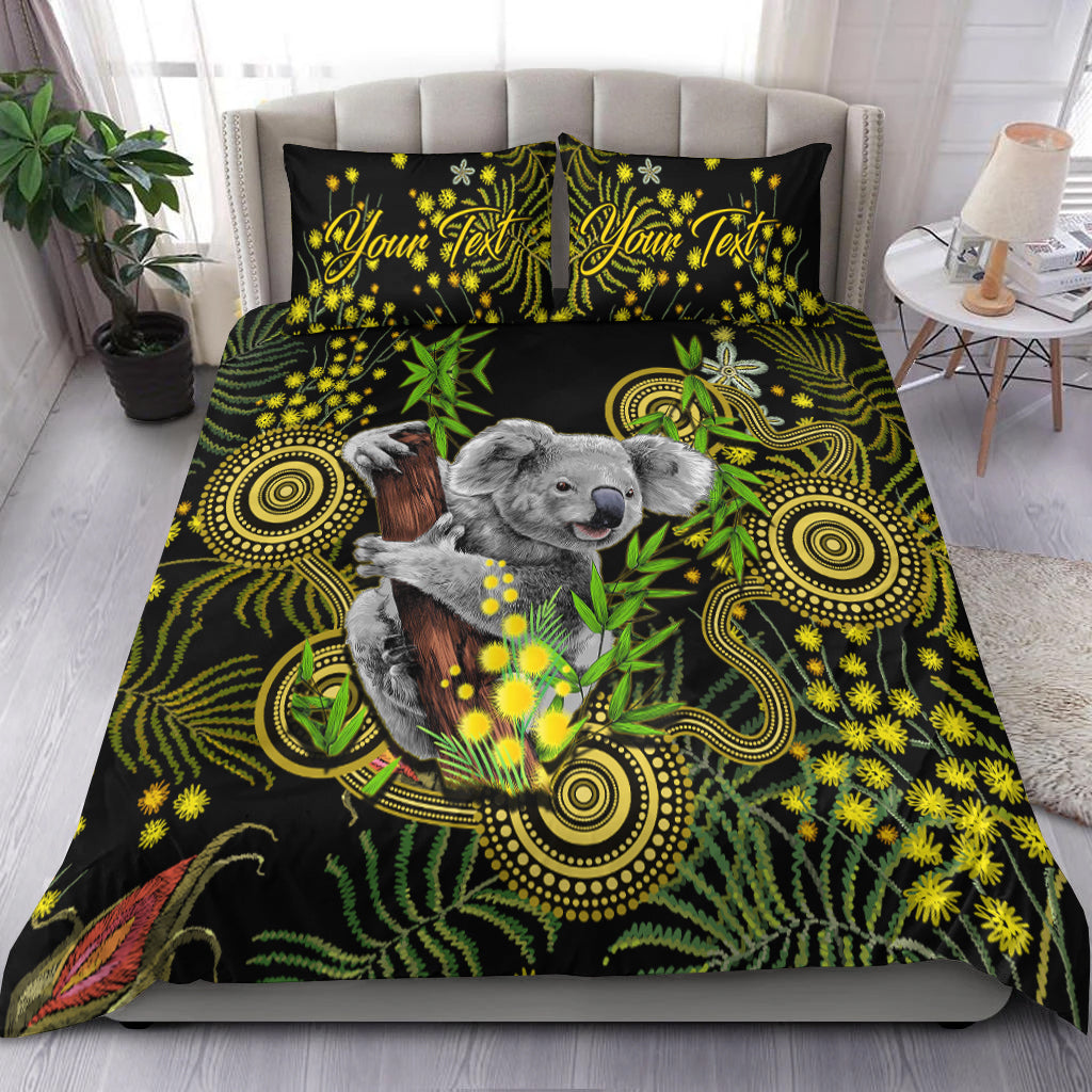 (Custom Personalised) Golden Wattle Bedding Set Australia Acacia Pycnantha Mix Aboriginal - Vibe Hoodie Shop