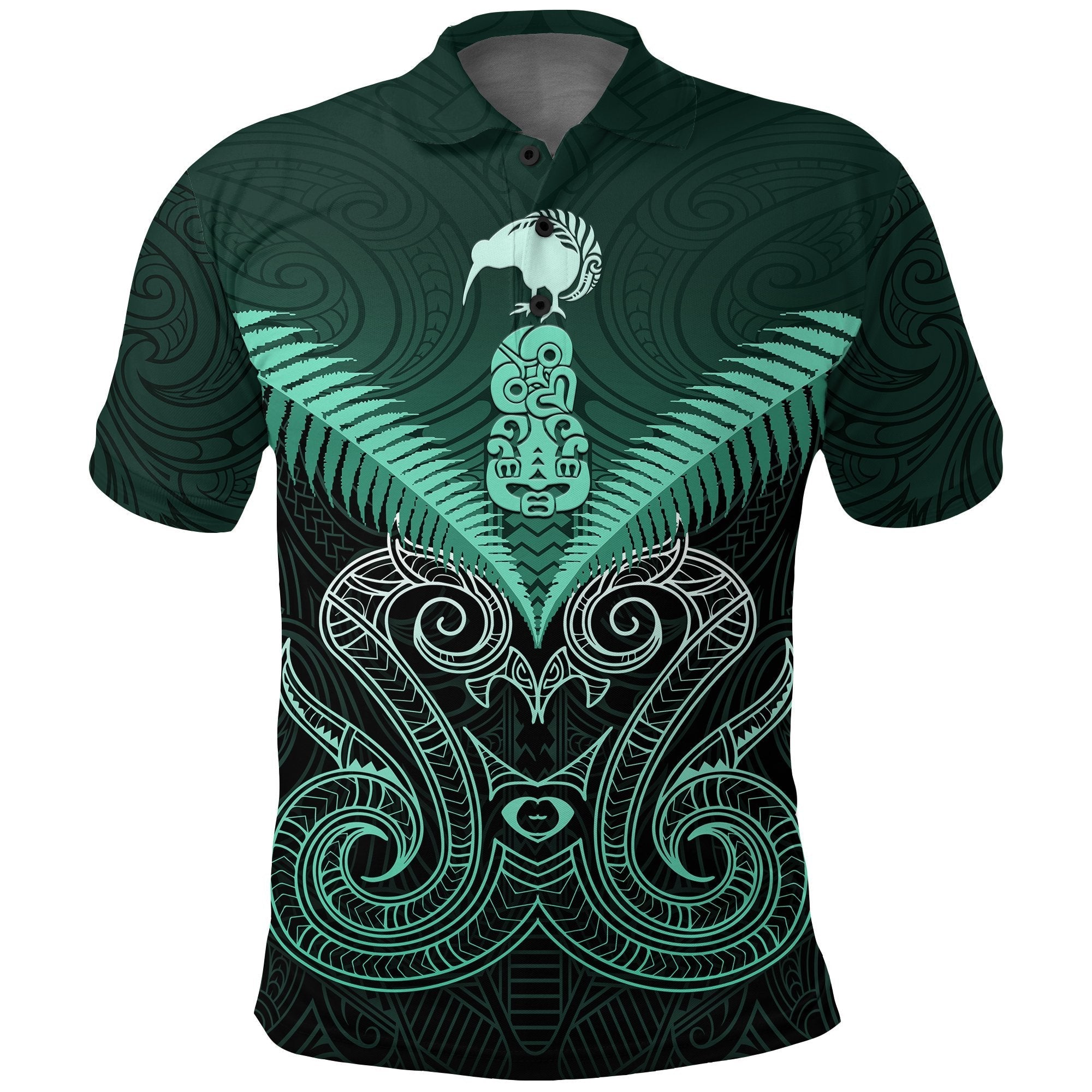 Maori Manaia New Zealand Polo Shirt Turquoise - Vibe Hoodie Shop