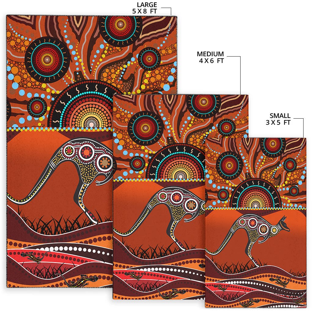 Aboriginal Area Rug - Kangaroo With Dot Painting - Vibe Hoodie Shop