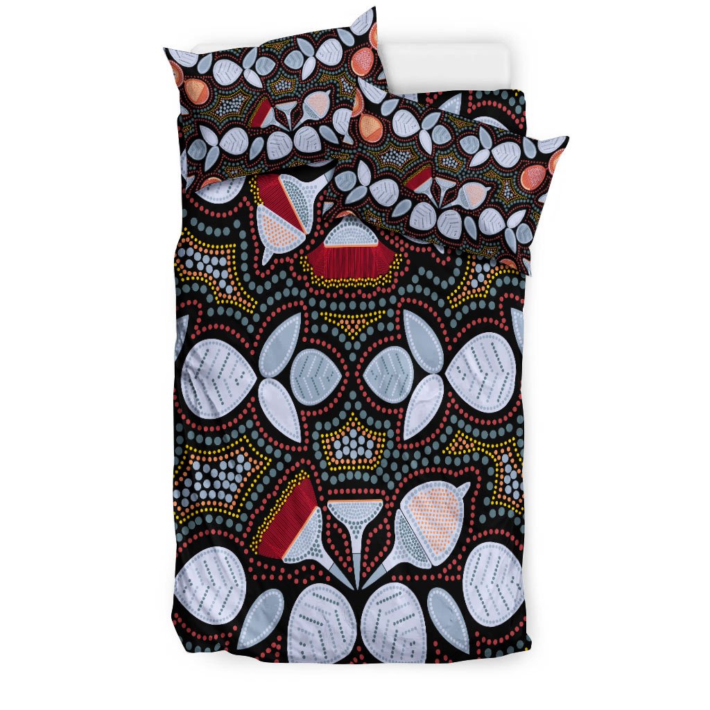 Aboriginal Bedding Set - Aboriginal Eucalyptus Seamless Pattern - Vibe Hoodie Shop