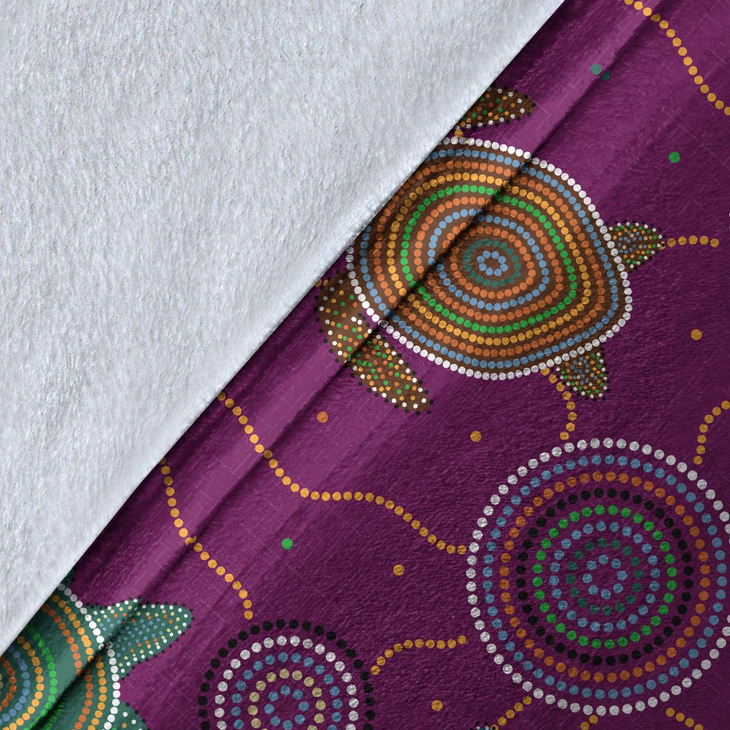 Premium Blanket - Aboriginal Turtle Purple Australia Dot Patterns - Vibe Hoodie Shop