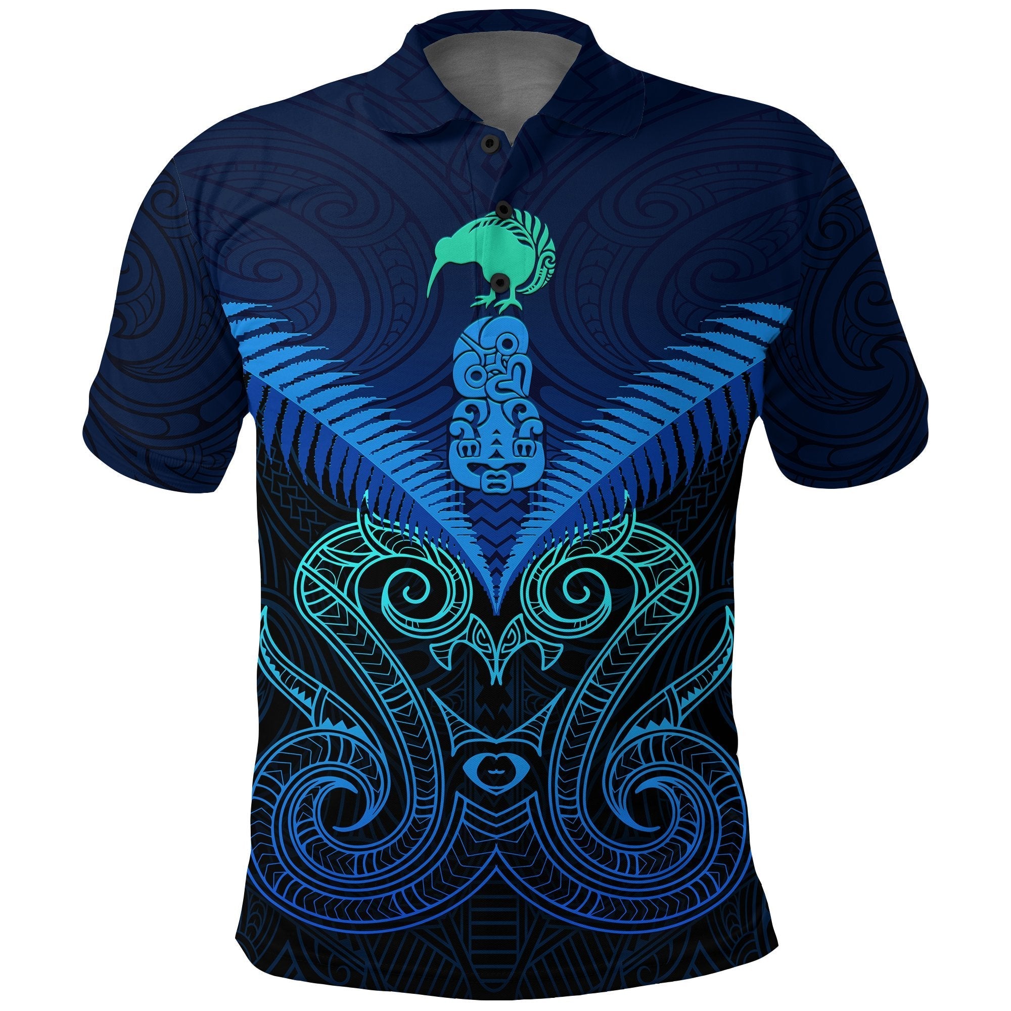 Maori Manaia New Zealand Polo Shirt Blue - Vibe Hoodie Shop