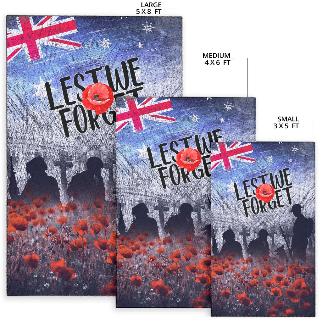 ANZAC Day Area Rug - Lest We Forget Vintage Poppies Ver.02 - - Vibe Hoodie Shop