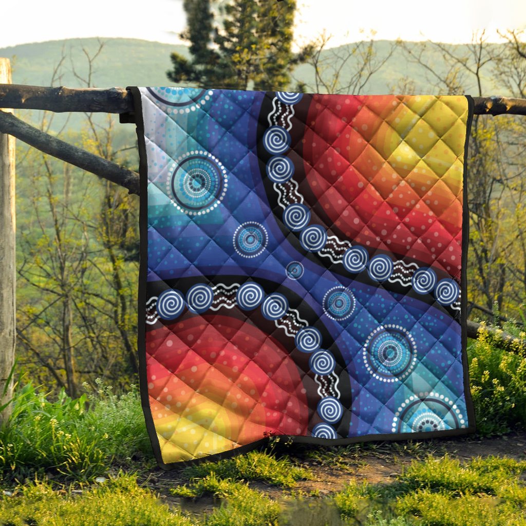 Quilts - Aboriginal Color Dot Painting - Vibe Hoodie Shop