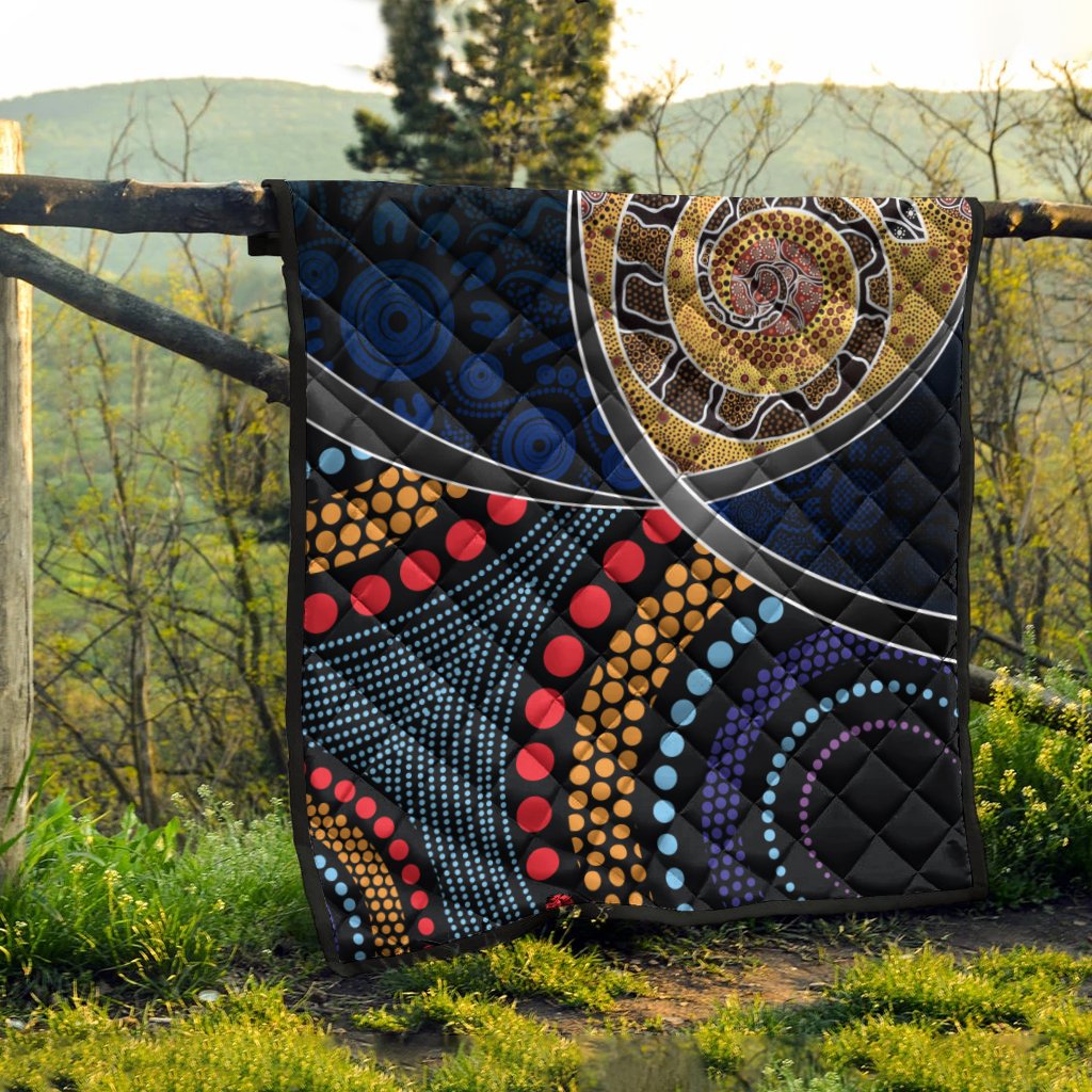 Australia Premium Quilts - Aboriginal Dot Panting Art With Snake - Vibe Hoodie Shop