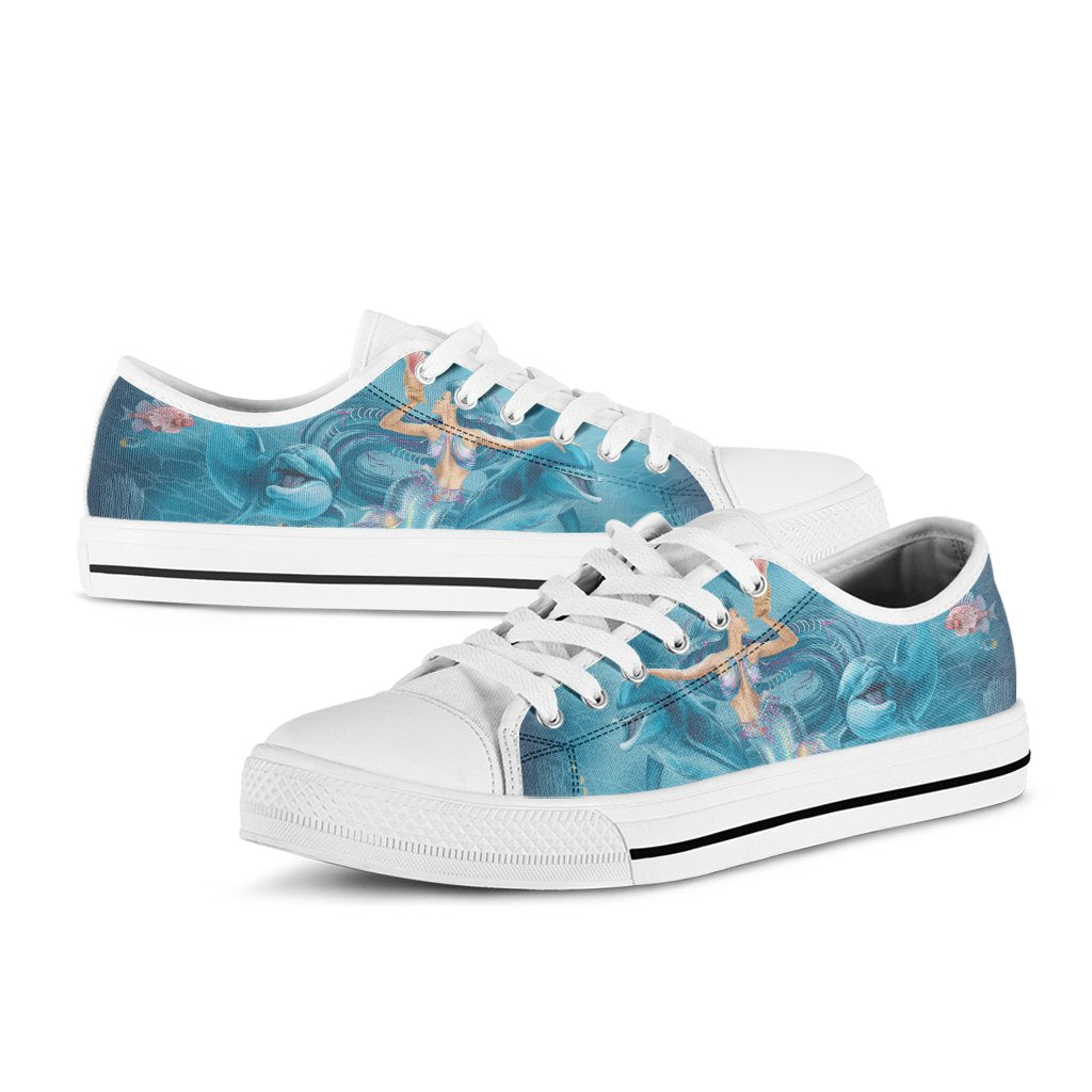 Low Top Shoes - Australia Beautiful Mermaid With Dolphin - Vibe Hoodie Shop