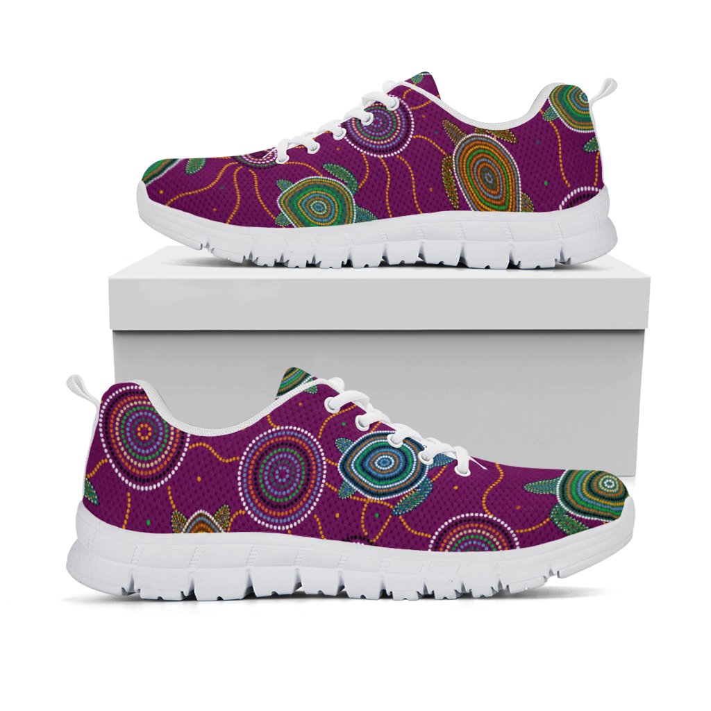 Sneakers - Aboriginal Turtle Purple Australia Dot Patterns - Vibe Hoodie Shop