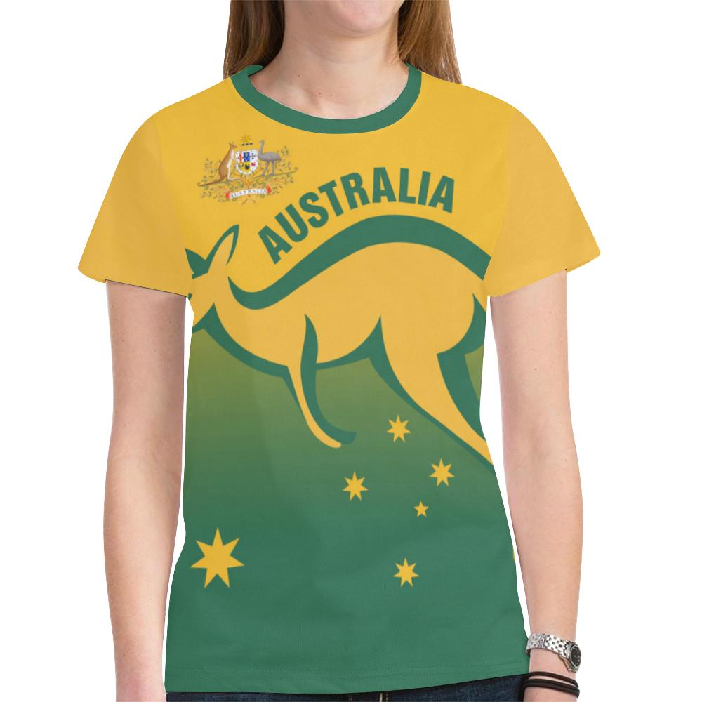 T shirt - Kangaroo T shirt Australian Coat Of Arms National Color - Unisex - Vibe Hoodie Shop