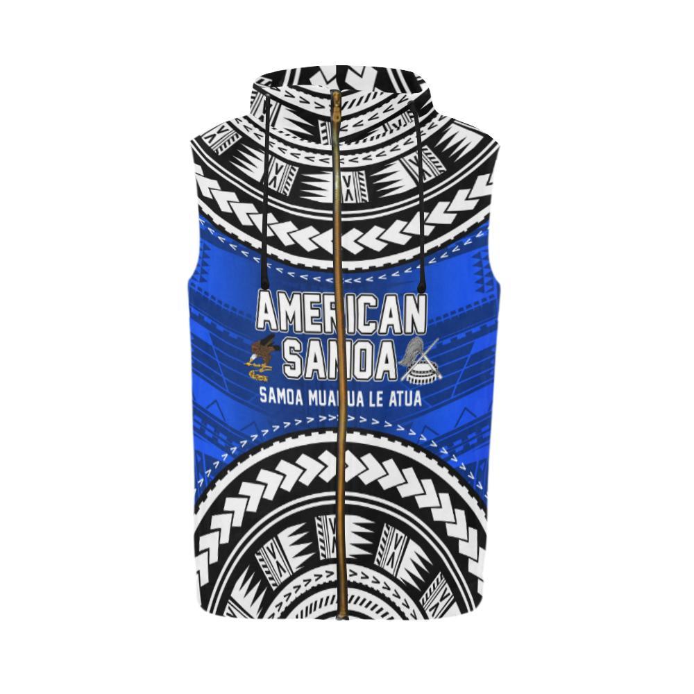 American Samoa Zip Sleeveless Hoodie - Samoa Muamua Le Atua - Vibe Hoodie Shop