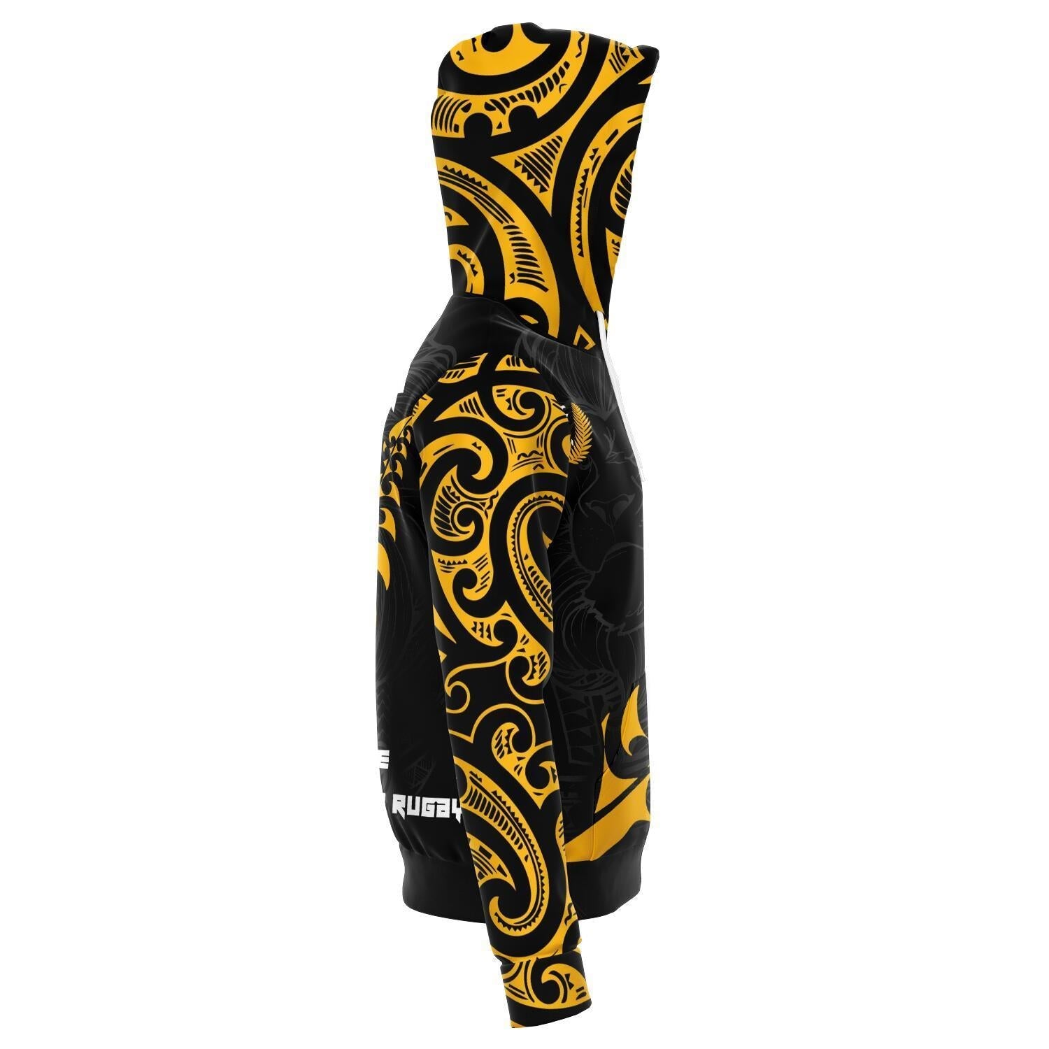 New Zealand Maori Lion Rugby Zip Hoodie - Vibe Hoodie Shop