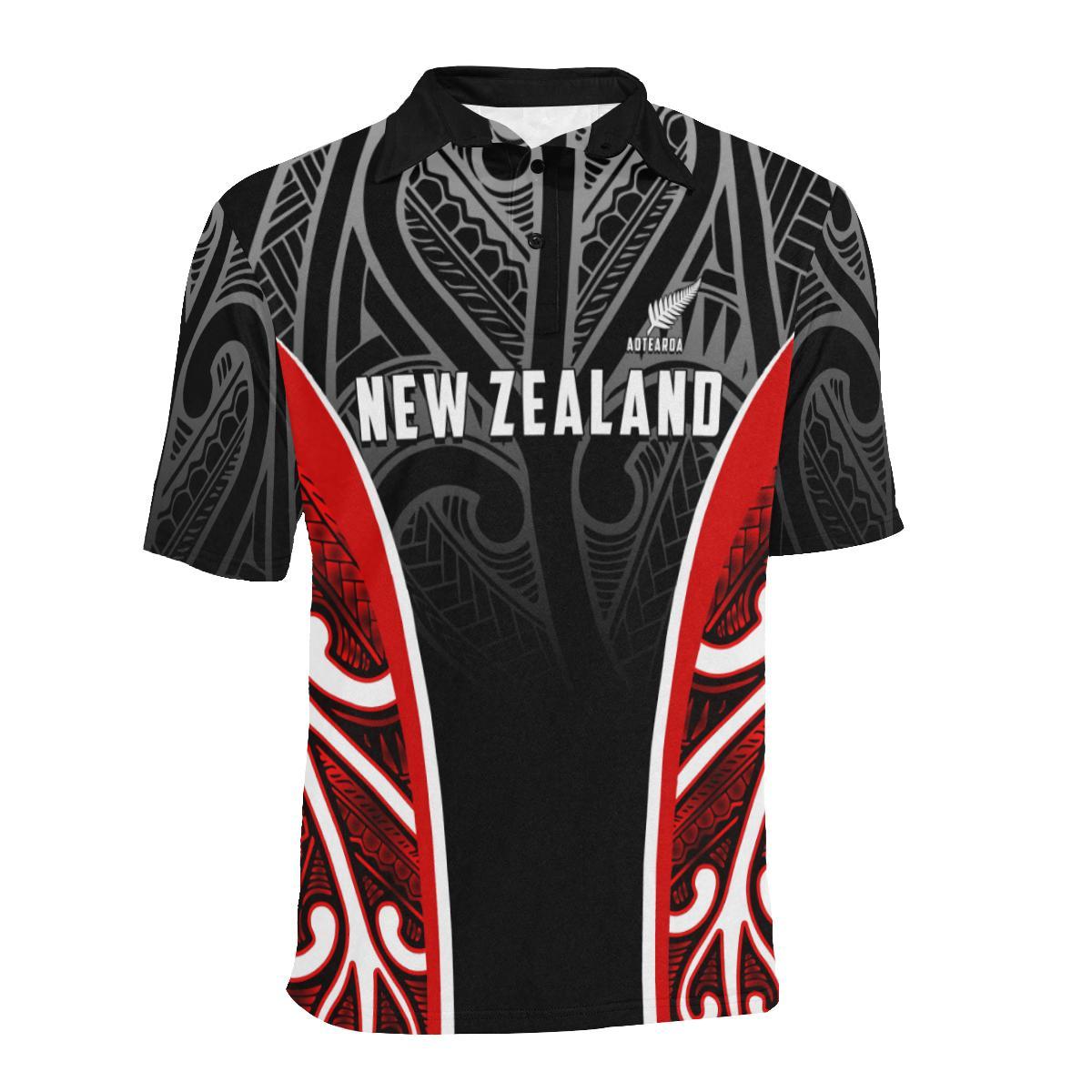 New Zealand Men's All Over Print Polo Shirt Silver Fern Rugby - Vibe Hoodie Shop