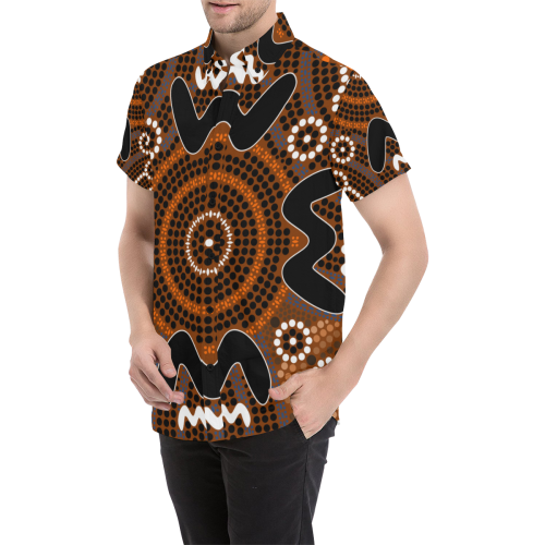 Short Sleeve Shirt - Aboriginal Dot Painting Shirt Boomerang Ver05 - Vibe Hoodie Shop