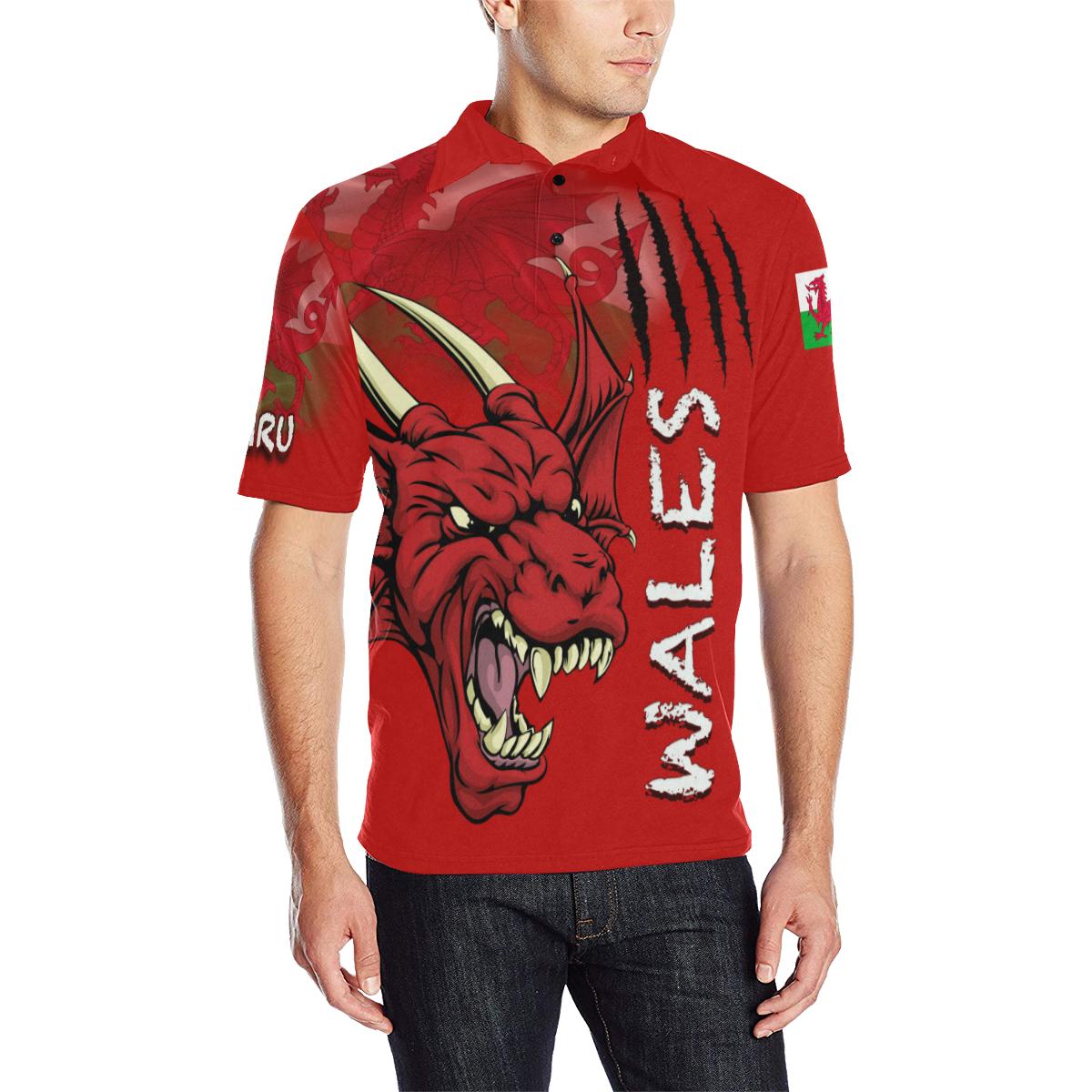 Wales Polo Shirt Cymru Dragon - Vibe Hoodie Shop