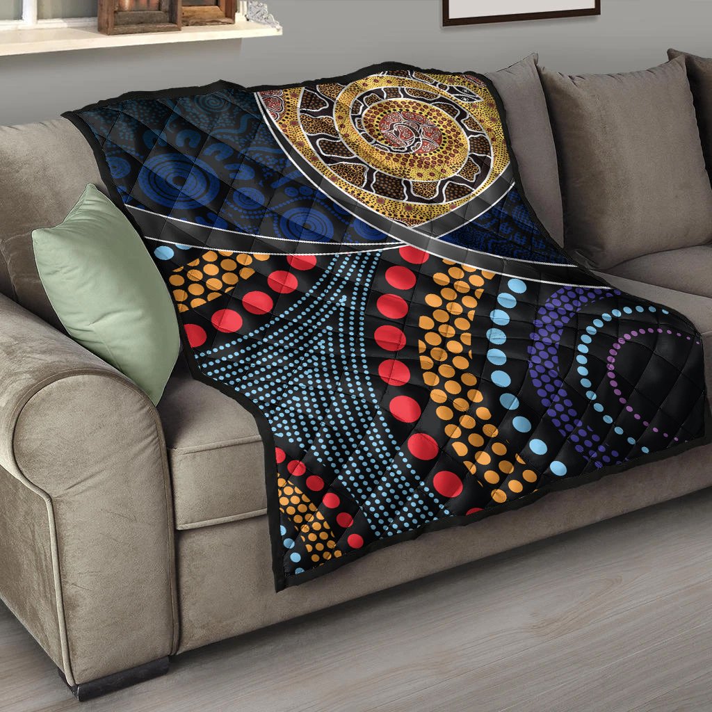 Australia Premium Quilts - Aboriginal Dot Panting Art With Snake - Vibe Hoodie Shop