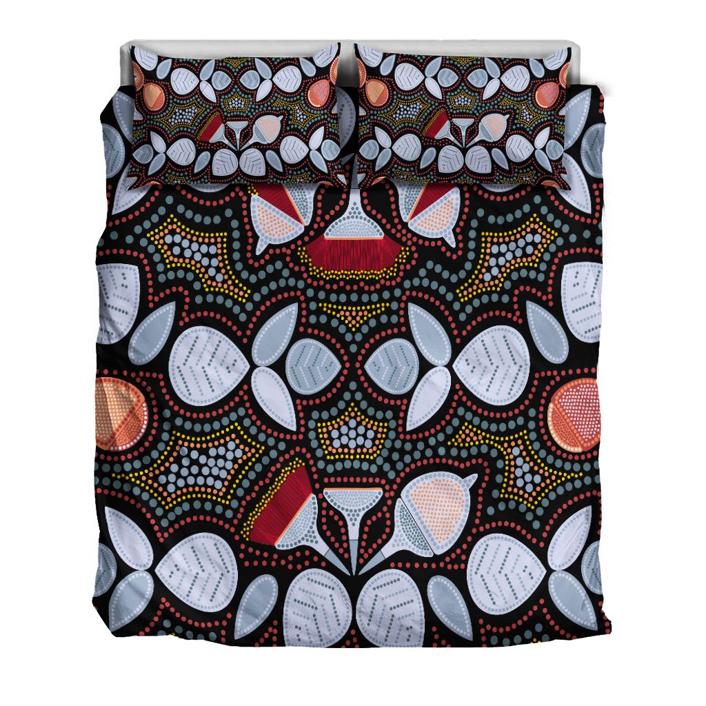 Aboriginal Bedding Set - Aboriginal Eucalyptus Seamless Pattern - Vibe Hoodie Shop