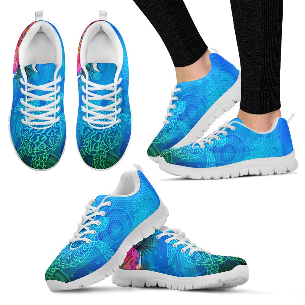 Sneakers - Torres Strait Blue Sea With Hibiscus - Vibe Hoodie Shop