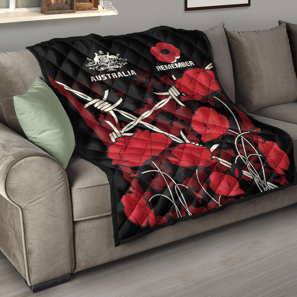 ANZAC Premium Quilt - ANZAC with Remembrance Poppy Flower - Vibe Hoodie Shop