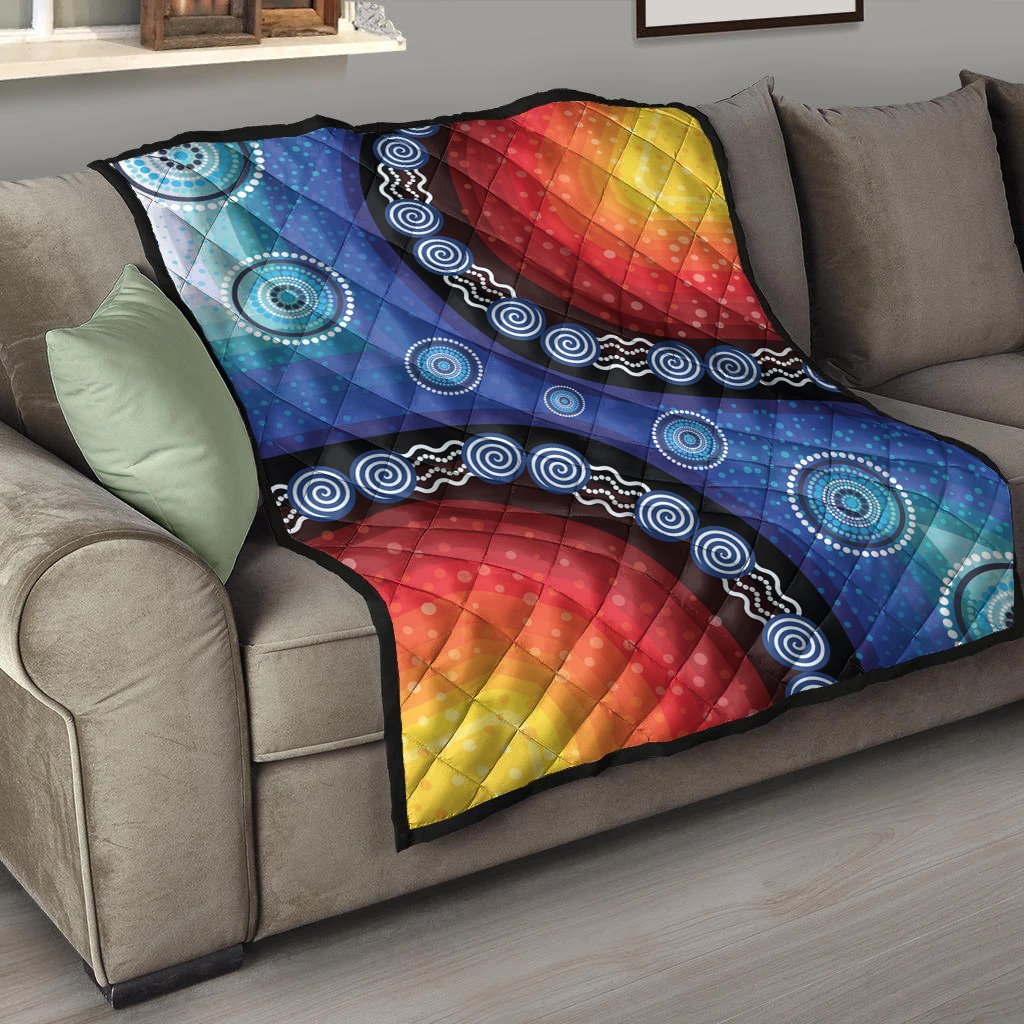 Quilts - Aboriginal Color Dot Painting - Vibe Hoodie Shop